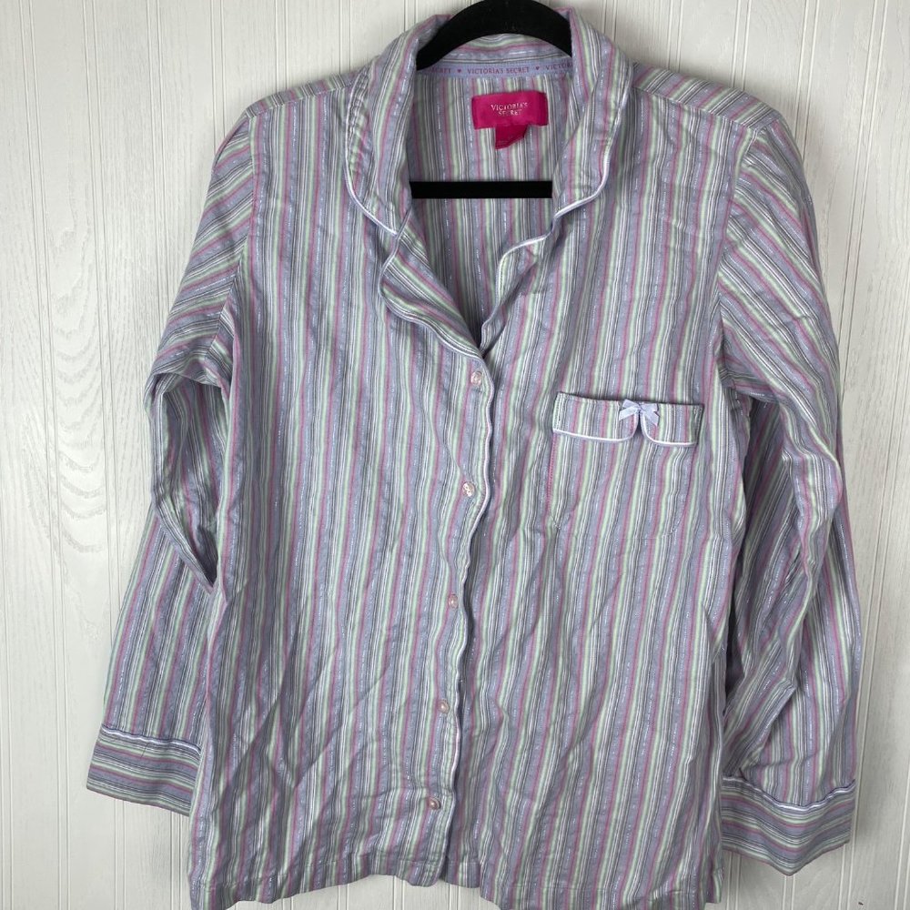 Victoria Secret Pajama top stripe‎ size large